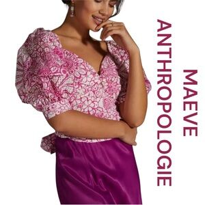 MAEVE ANTHROPOLOGIE Tie-Back Floral Printed Crop Top, Size SP.